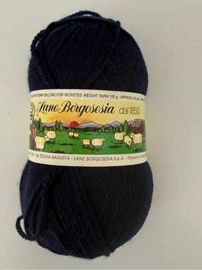 Lane Borgosesia dal 1850 Yarn Virgin Wool Italy Navy Blue #1823 3.3Oz/ 215 Yds